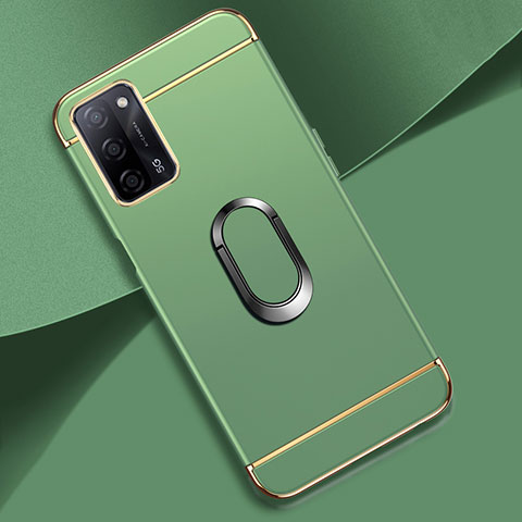 Funda Bumper Lujo Marco de Metal y Plastico Carcasa con Anillo de dedo Soporte P02 para Oppo A53s 5G Menta Verde