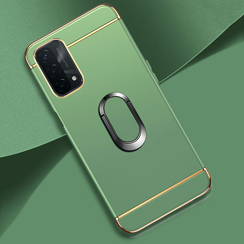 Funda Bumper Lujo Marco de Metal y Plastico Carcasa con Anillo de dedo Soporte P02 para Oppo A54 5G Menta Verde