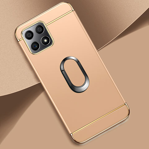 Funda Bumper Lujo Marco de Metal y Plastico Carcasa con Anillo de dedo Soporte para Huawei Honor X30i Oro