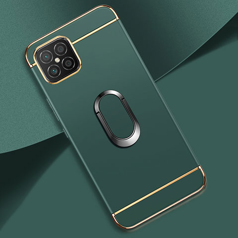 Funda Bumper Lujo Marco de Metal y Plastico Carcasa con Anillo de dedo Soporte para Huawei Nova 8 SE 4G Verde Noche