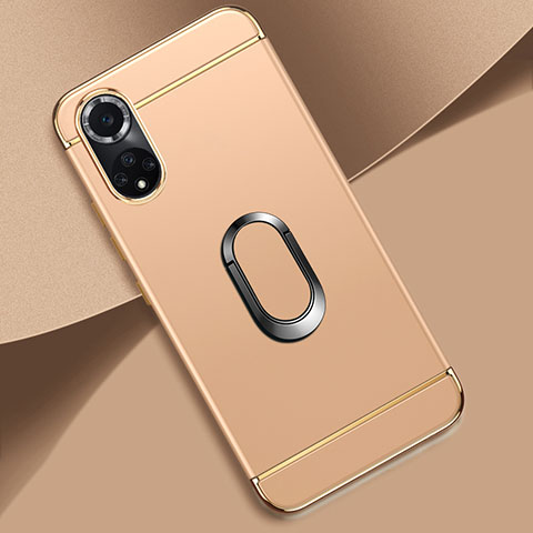 Funda Bumper Lujo Marco de Metal y Plastico Carcasa con Anillo de dedo Soporte para Huawei Nova 9 Oro