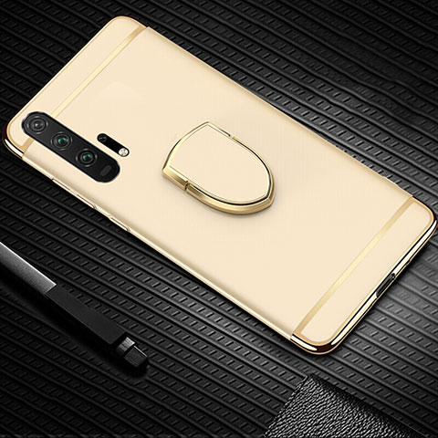 Funda Bumper Lujo Marco de Metal y Plastico Carcasa con Anillo de dedo Soporte T01 para Huawei Honor 20 Pro Oro