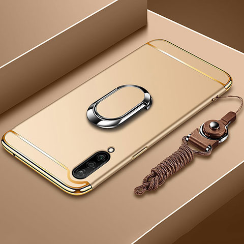 Funda Bumper Lujo Marco de Metal y Plastico Carcasa con Anillo de dedo Soporte T01 para Xiaomi Mi A3 Oro