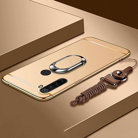 Funda Bumper Lujo Marco de Metal y Plastico Carcasa con Anillo de dedo Soporte T01 para Xiaomi Redmi Note 8 Oro