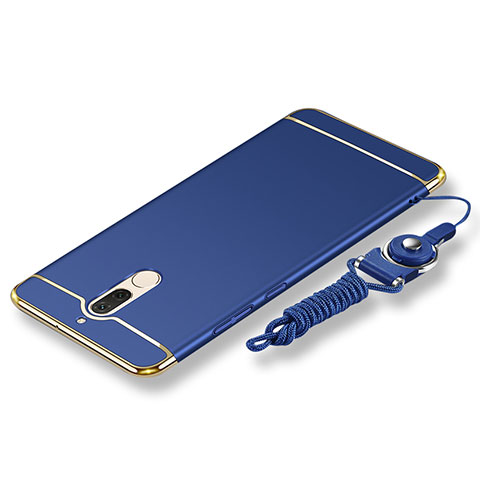 Funda Bumper Lujo Marco de Metal y Plastico Carcasa con Lanyard para Huawei G10 Azul