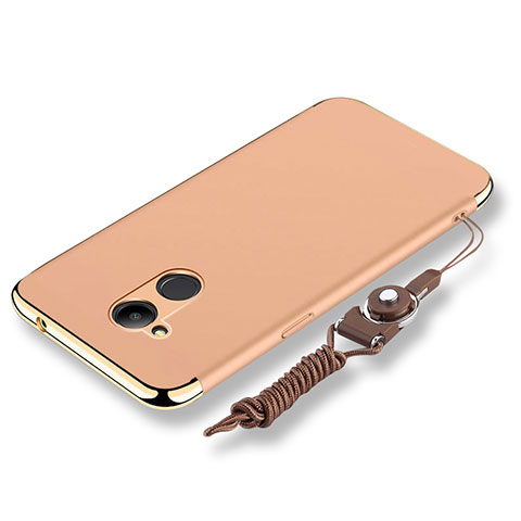 Funda Bumper Lujo Marco de Metal y Plastico Carcasa con Lanyard para Huawei Honor V9 Play Oro