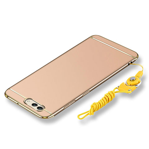 Funda Bumper Lujo Marco de Metal y Plastico Carcasa con Lanyard para Huawei Nova 2S Oro