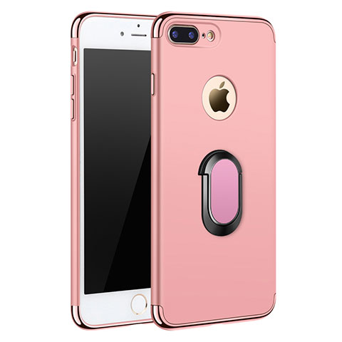 Funda Bumper Lujo Marco de Metal y Plastico con Anillo de dedo Soporte A01 para Apple iPhone 7 Plus Oro Rosa