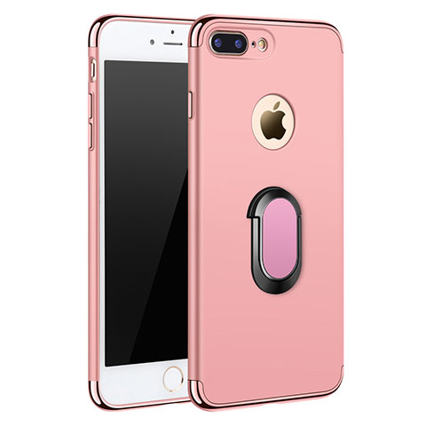 Funda Bumper Lujo Marco de Metal y Plastico con Anillo de dedo Soporte A01 para Apple iPhone 8 Plus Oro Rosa