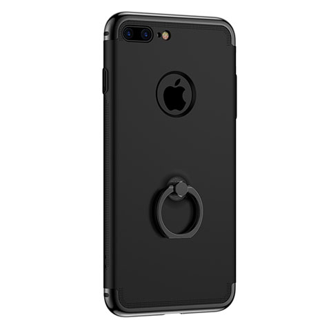 Funda Bumper Lujo Marco de Metal y Plastico con Anillo de dedo Soporte para Apple iPhone 7 Plus Negro