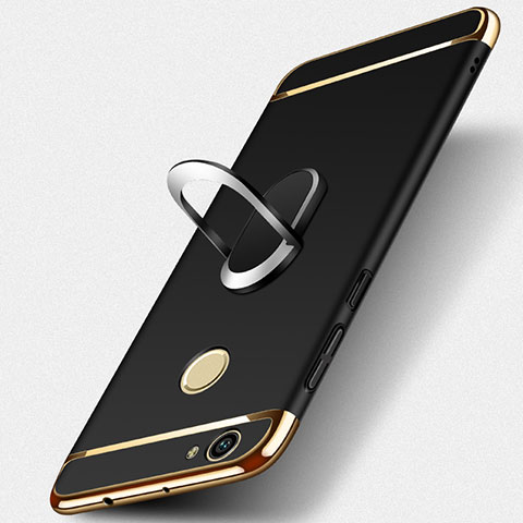 Funda Bumper Lujo Marco de Metal y Plastico con Anillo de dedo Soporte para Huawei Nova Negro