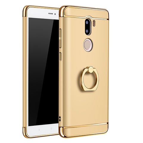 Funda Bumper Lujo Marco de Metal y Plastico con Anillo de dedo Soporte para Xiaomi Mi 5S Plus Oro