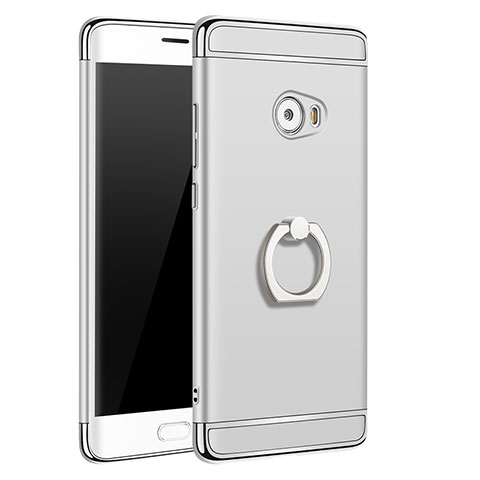 Funda Bumper Lujo Marco de Metal y Plastico con Anillo de dedo Soporte para Xiaomi Mi Note 2 Special Edition Plata