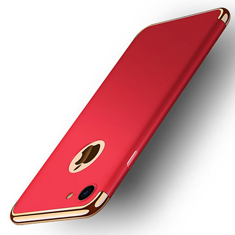 Funda Bumper Lujo Marco de Metal y Plastico M02 para Apple iPhone 7 Rojo