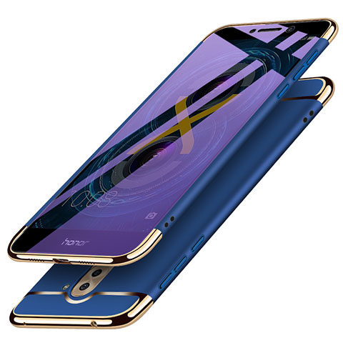 Funda Bumper Lujo Marco de Metal y Plastico M03 para Huawei Honor 6X Pro Azul