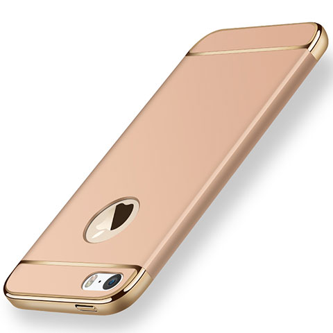 Funda Bumper Lujo Marco de Metal y Plastico para Apple iPhone 5 Oro