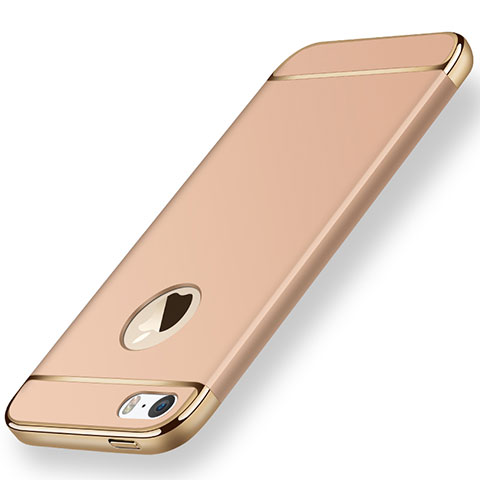 Funda Bumper Lujo Marco de Metal y Plastico para Apple iPhone 5S Oro