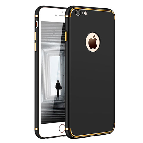 Funda Bumper Lujo Marco de Metal y Plastico para Apple iPhone 6 Plus Negro