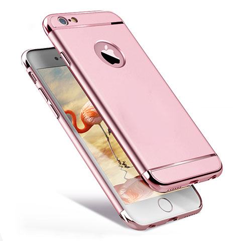 Funda Bumper Lujo Marco de Metal y Plastico para Apple iPhone 6S Rosa