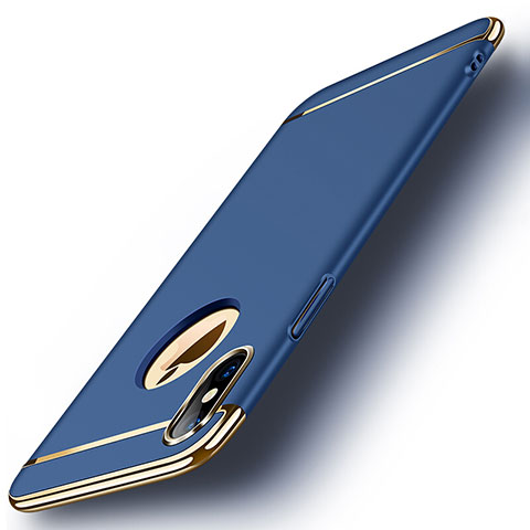 Funda Bumper Lujo Marco de Metal y Plastico para Apple iPhone X Azul