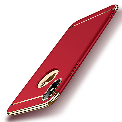 Funda Bumper Lujo Marco de Metal y Plastico para Apple iPhone Xs Max Rojo