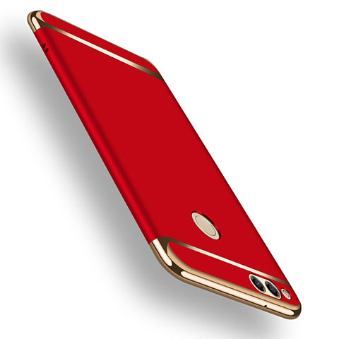 Funda Bumper Lujo Marco de Metal y Plastico para Huawei Honor Play 7X Rojo