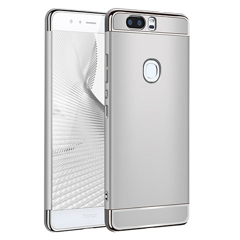 Funda Bumper Lujo Marco de Metal y Plastico para Huawei Honor V8 Plata