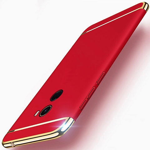 Funda Bumper Lujo Marco de Metal y Plastico para Xiaomi Mi Mix 2 Rojo