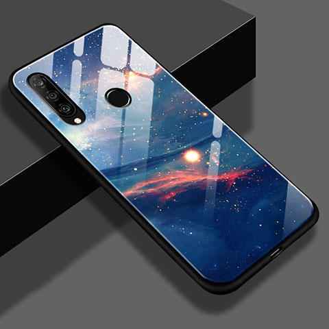 Funda Bumper Silicona Espejo Estrellado Carcasa S02 para Huawei P30 Lite Azul