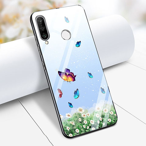 Funda Bumper Silicona Espejo Mariposa Carcasa para Huawei P30 Lite New Edition Azul Cielo