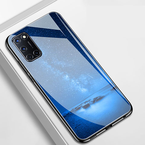 Funda Bumper Silicona Gel Espejo Estrellado Carcasa para Oppo A52 Azul