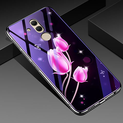 Funda Bumper Silicona Gel Espejo Flores Carcasa H01 para Huawei Mate 20 Lite Rosa