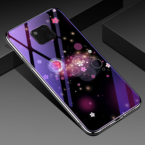 Funda Bumper Silicona Gel Espejo Flores Carcasa K01 para Huawei Mate 20 Pro Morado