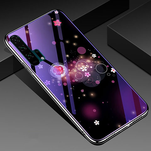 Funda Bumper Silicona Gel Espejo Flores Carcasa K02 para Huawei Honor 20 Pro Morado