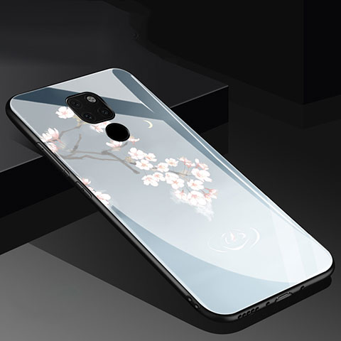 Funda Bumper Silicona Gel Espejo Flores Carcasa para Huawei Mate 20 Gris