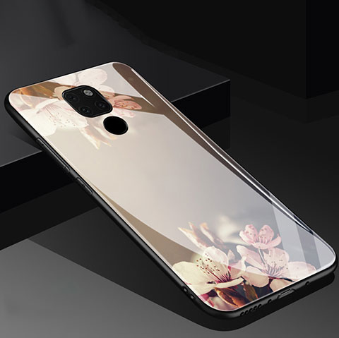 Funda Bumper Silicona Gel Espejo Flores Carcasa para Huawei Mate 20 Oro