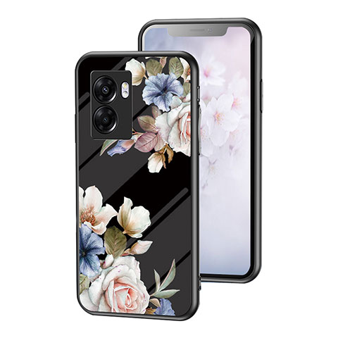 Funda Bumper Silicona Gel Espejo Flores Carcasa para OnePlus Nord N300 5G Negro