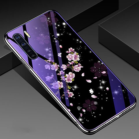 Funda Bumper Silicona Gel Espejo Flores Carcasa para Oppo A91 Vistoso