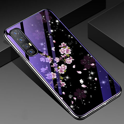 Funda Bumper Silicona Gel Espejo Flores Carcasa para Oppo Find X2 Neo Multicolor