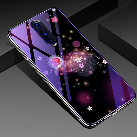 Funda Bumper Silicona Gel Espejo Flores Carcasa para Oppo RX17 Pro Morado