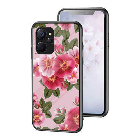 Funda Bumper Silicona Gel Espejo Flores Carcasa para Realme 10 5G Rojo