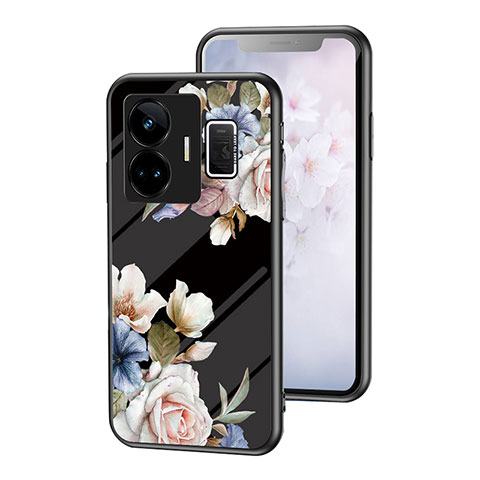 Funda Bumper Silicona Gel Espejo Flores Carcasa para Realme GT Neo6 5G Negro