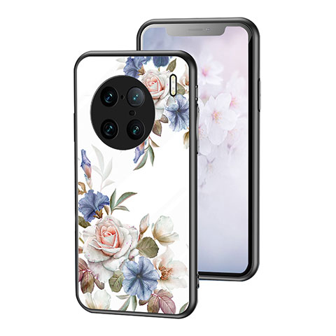 Funda Bumper Silicona Gel Espejo Flores Carcasa para Vivo X90 Pro+ Plus 5G Blanco