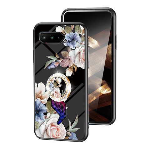 Funda Bumper Silicona Gel Espejo Flores Carcasa S01 para Asus ROG Phone 5 Pro Negro