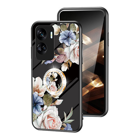 Funda Bumper Silicona Gel Espejo Flores Carcasa S01 para Huawei Honor 90 Lite 5G Negro