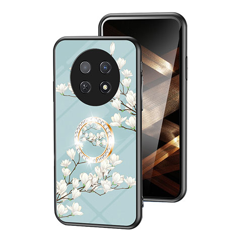 Funda Bumper Silicona Gel Espejo Flores Carcasa S01 para Huawei Nova Y91 Cian