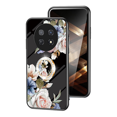 Funda Bumper Silicona Gel Espejo Flores Carcasa S01 para Huawei Nova Y91 Negro