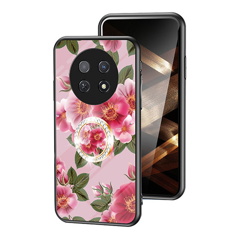 Funda Bumper Silicona Gel Espejo Flores Carcasa S01 para Huawei Nova Y91 Rojo