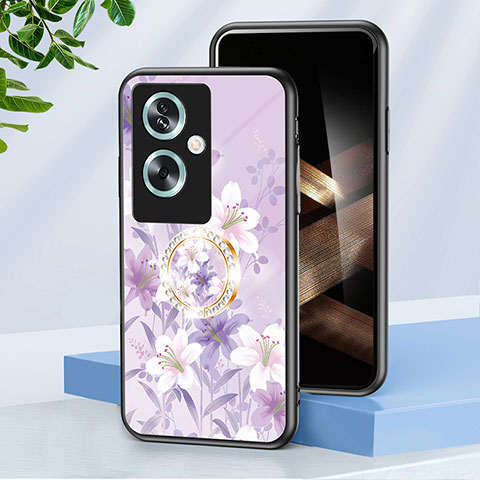 Funda Bumper Silicona Gel Espejo Flores Carcasa S01 para Oppo A2 5G Purpura Claro