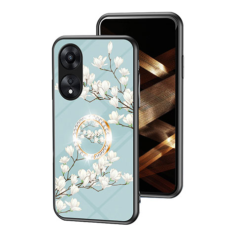 Funda Bumper Silicona Gel Espejo Flores Carcasa S01 para Oppo A38 Cian